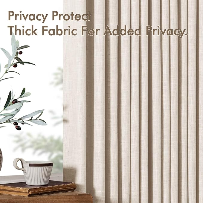 MIULEE Pinch Pleated Thick Linen Curtains 102 Inches Long 2 Panels - Image 7