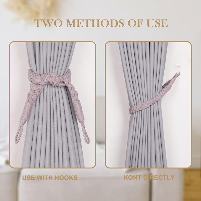 NICEEC 4 Pack Natural Cotton Rope Curtain Tiebacks Elegant Boho Style - Image 4