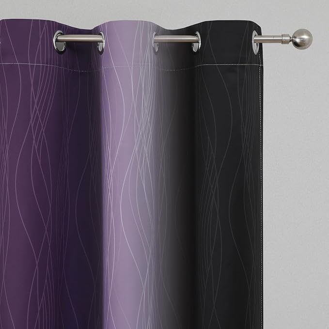 Estelar Textiler Purple and Black Ombre Blackout Curtains - Image 4