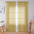 Simplebrand Gold Sheer Curtains 84 Inches Long, Light Filtering Rod Pocket by Simplebrand