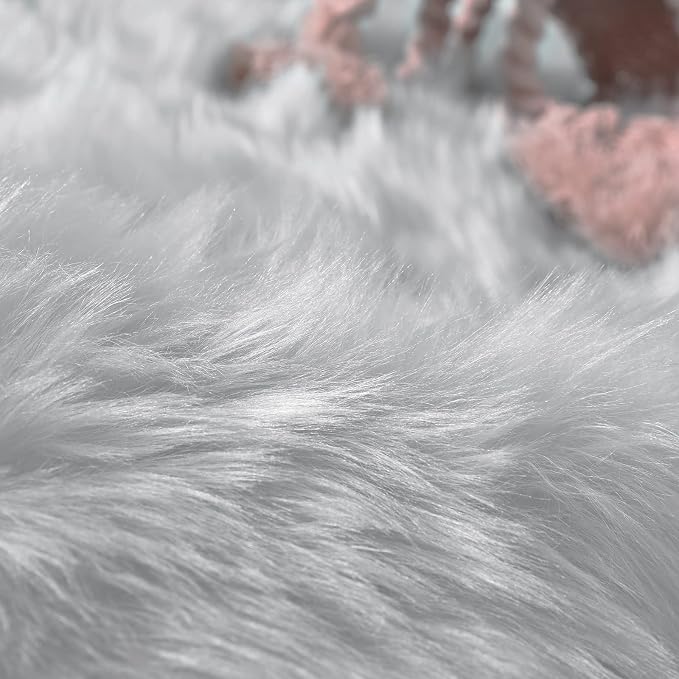 Goolela 5x8 Area Rug Faux Fur Rug Fluffy Washable Grey Sheepskin Large Rug - Image 7