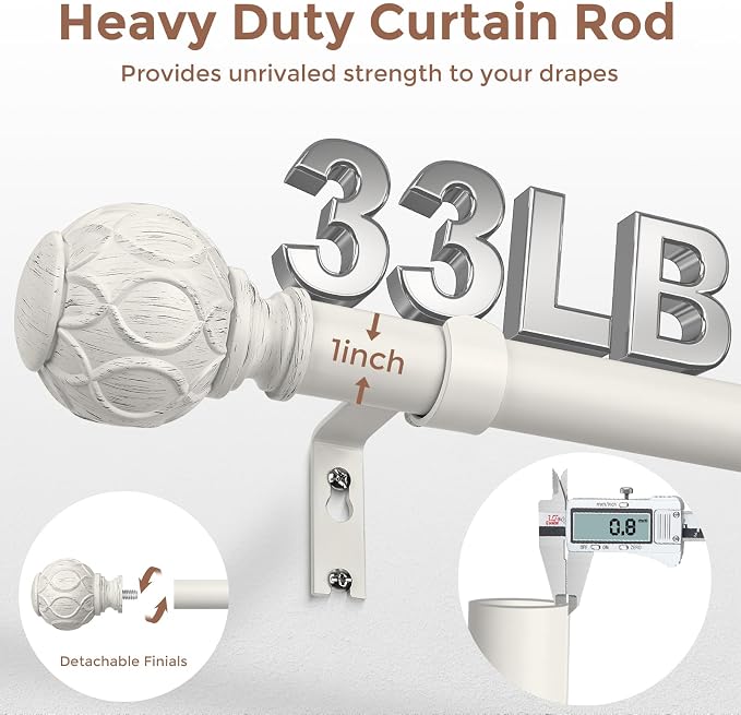 2 Pack Antique White Curtain Rods - Image 3