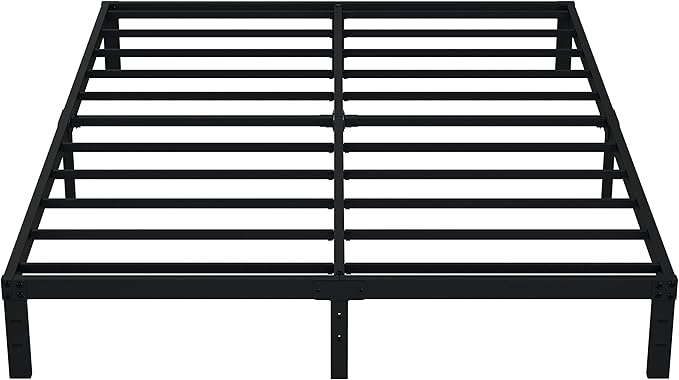 EMODA 10 Inch King Bed Frame No Box Spring Needed, Heavy Duty Metal Platform with Steel Slats, Noise Free, Easy Assembly, Black