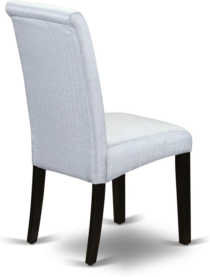 East West Furniture LGBA7-BLK-05 7 Piece Dining Room Table Set Consist of a Rectangle Kitchen Table with Butterfly Leaf and 6 Grey Linen Fabric Parson Dining Chairs, 42x84 Inch, Black