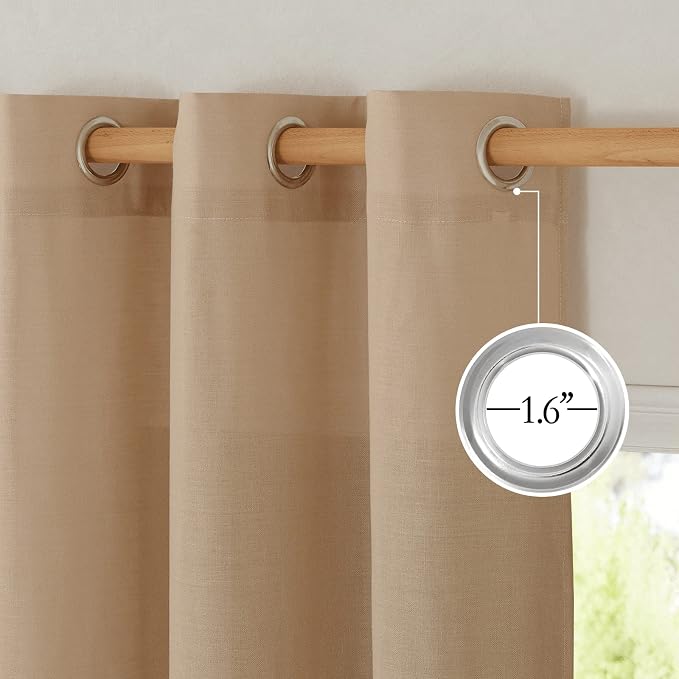 NICETOWN Camel Short Linen Curtains - Image 2