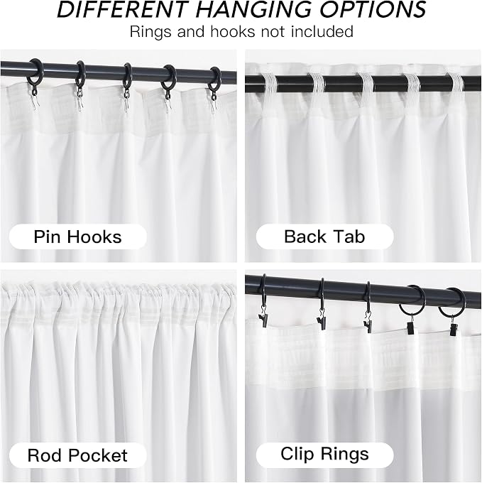 RYB HOME Pure White Velvet Curtains 96 inches - Image 4