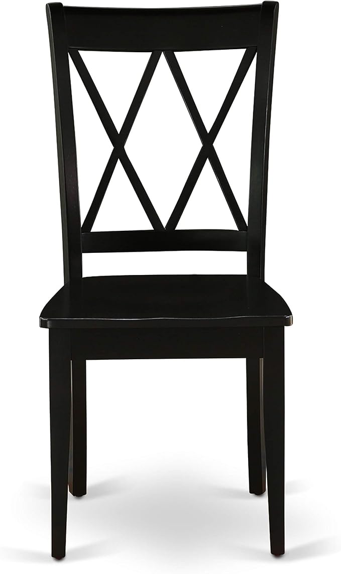 East West Furniture SHCL5-BLK-W 5 Piece Dining Room Table Set Includes a Round Wooden Table with Pedestal and 4 Kitchen Dining Chairs, 42x42 Inch, Black