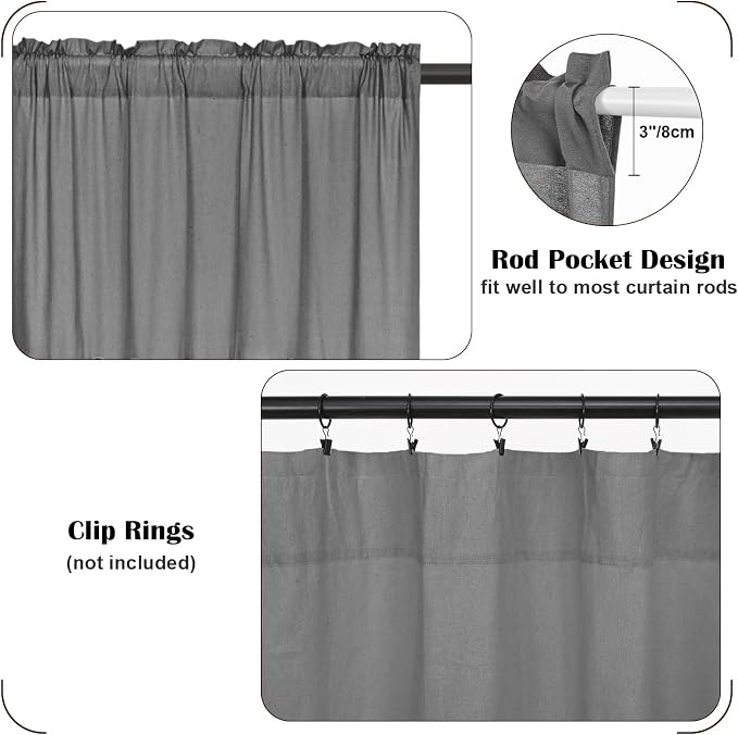 FRAMICS Farmhouse Valance Curtains, Boho Cotton Linen Kitchen Valance, Country - Image 7