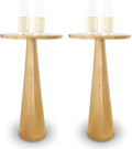 OBJET D'ART Small Round Gold End Tables, Set of 2, ABEL, 21" Height, Vintage Metal Accent, Side, Pedestal, Coctail and Drink Tables for Living Room and Small Spaces
