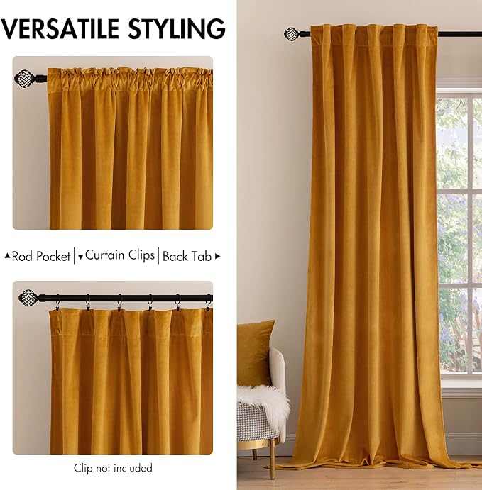 MIULEE Velvet Curtains 108 inches Long 2 Panels - Image 2