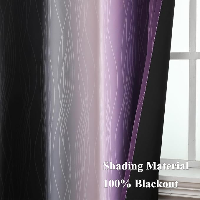 Estelar Textiler Purple and Black Blackout Curtains - Image 5