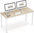 Teraves Computer Desk/Dining Table Office Desk Sturdy Writing Workstation for Home Office (47.24”, Beige + White Frame)