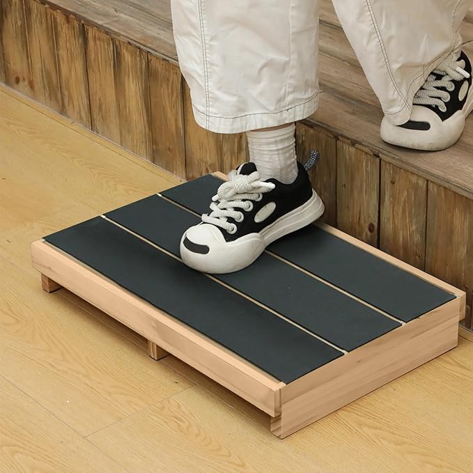 3.5" Wooden Platform Step Stool,24" Platform with Non Slip Rubber Stepping Surface for Adults & Elderly Bed Steps Wooden Mobility Stepping Stools for Bedroom, Bathroom, Kitchen, Garden