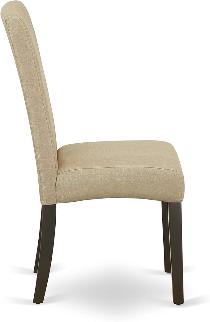 East West Furniture HEDR5-CAP-03 5 Piece Dining Room Furniture Set Includes a Rectangle Dining Table with Pedestal and 4 Brown Linen Fabric Parsons Chairs, 42x72 Inch, Cappuccino