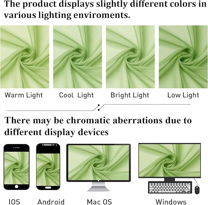 Lecloud Lime Sheer Curtains 72 Inches Long 2 Panels, Solid Voile Light - Image 4
