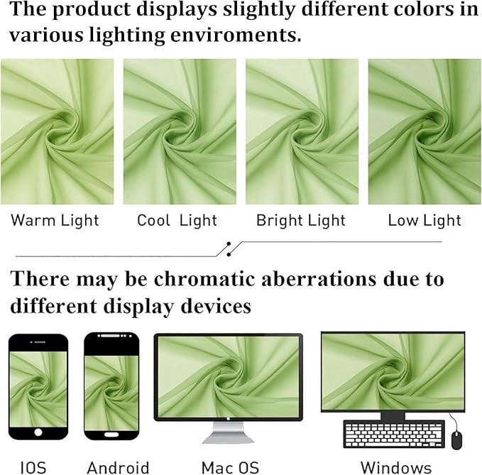 Lecloud Lime Sheer Curtains for Living Room 54 Inch Length 2 Pcs, Solid Color - Image 4