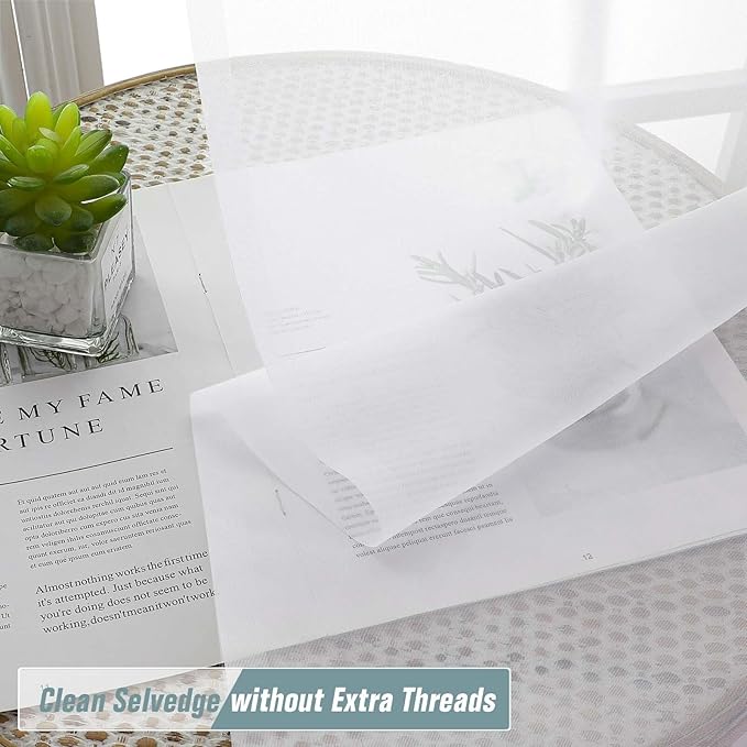 White Sheer Curtains for Window 72 inches Long 2 Panels Set, Soft Airy Modern - Image 2