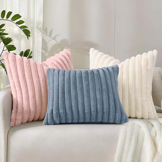 decorUhome Cozy Faux Fur Throw Pillow Covers 26x26 Set of 2 Decorative Soft - Image 9