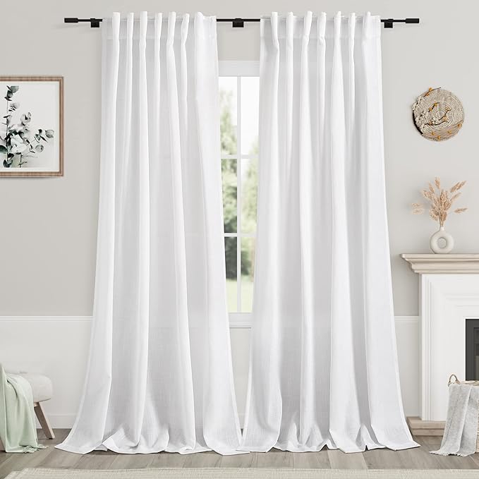 Nanspring White Extra Long Curtains 2 Panels Set 116 Inches Long by Nanspring
