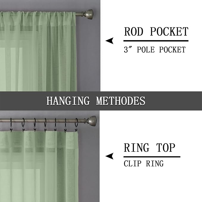 Tollpiz Short Sheer Tier Curtains Linen Textured Half Kitchen Curtain Sheers - Image 5