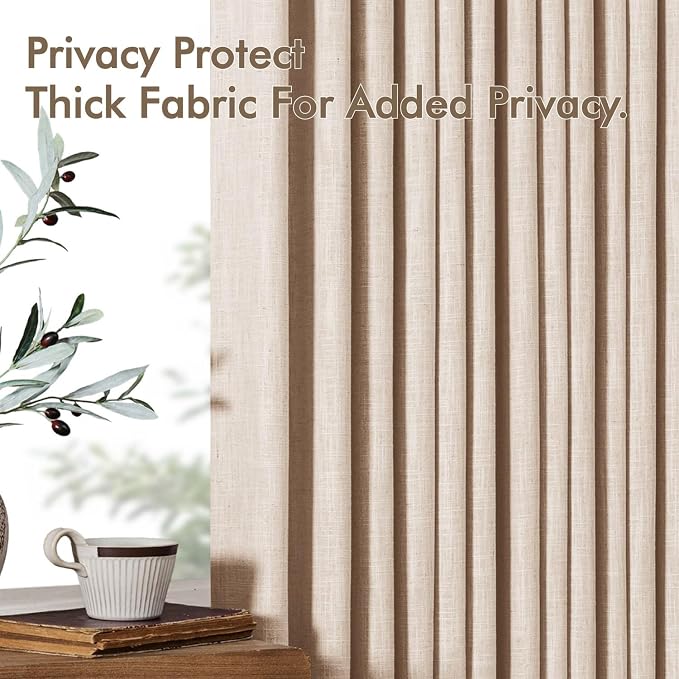 MIULEE Pinch Pleated Thick Linen Curtains 108 Inches Length 2 Panels - Image 7