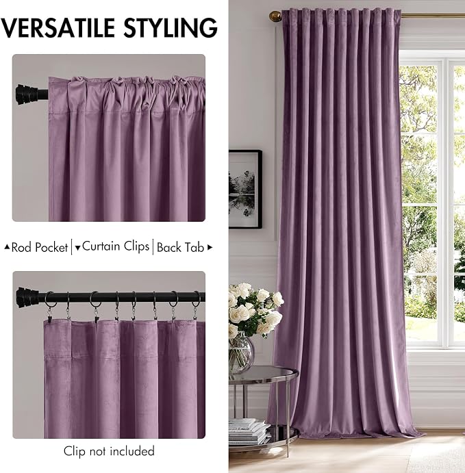 MIULEE Lavender Velvet Curtains 84 inches - Image 2