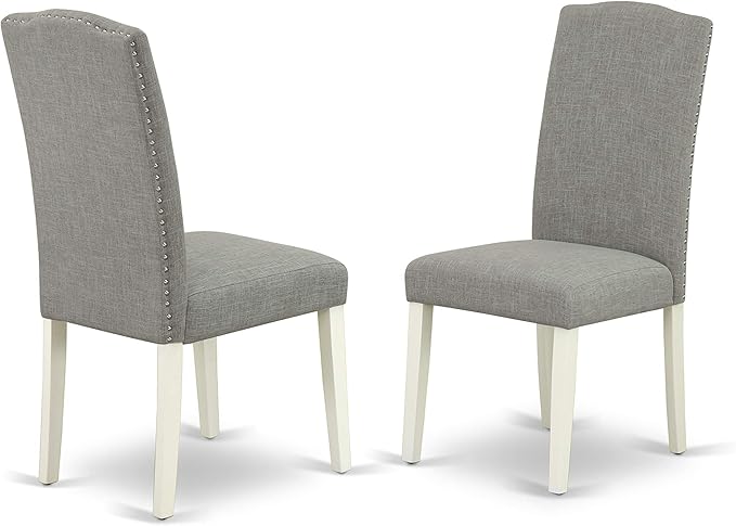 East West Furniture X097EN206-7 7 Piece Dining Room Table Set Consist of a Rectangle Kitchen Table with X-Legs and 6 Dark Shitake Linen Fabric Parson Dining Chairs, 40x72 Inch, Multi-Color