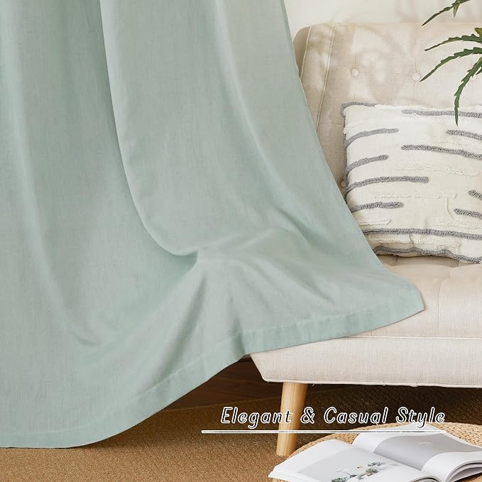 NICETOWN Sage Green Linen Kitchen Window Curtains Over Sink, Grommet Thick - Image 2