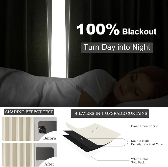 Cream Extra Long 120 Inch Blackout Curtains - Image 5