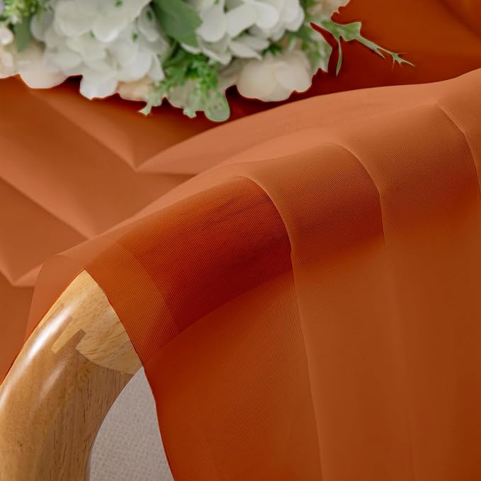 Lecloud Orange Sheer Curtains 63 Inch Length 2 Panels Set, Window Curtains - Image 9