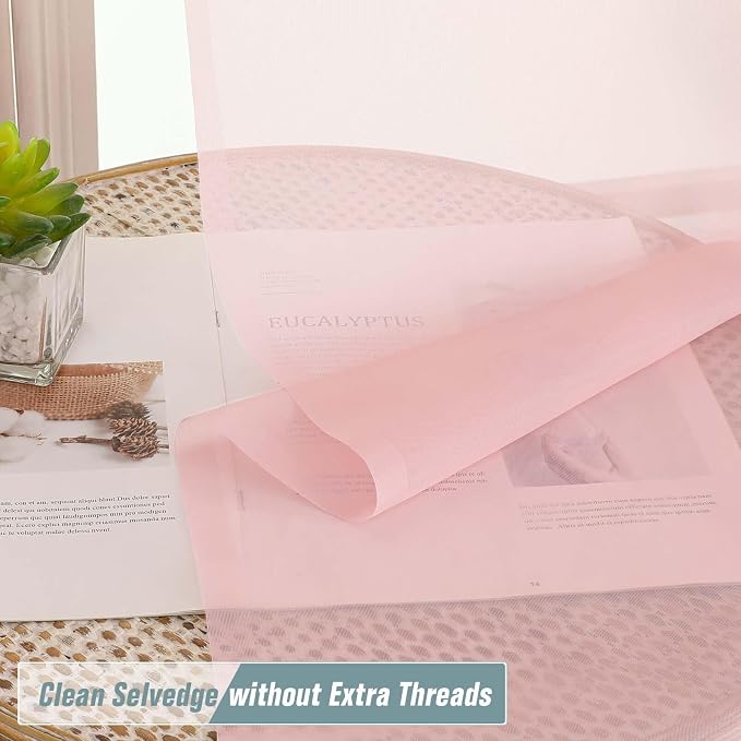 Blush Sheer Curtains for Window 72 inches Long 2 Panels Set, Soft Airy Modern - Image 2