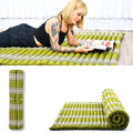 Leewadee - Foldable Floor Mattress - Japanese Roll Up Futon -Trifold Tatami Mat- Guest Floor Bed - Camping Mattress - Thai Massage Mat, Kapok Filled, 75 x 57 inches, Green