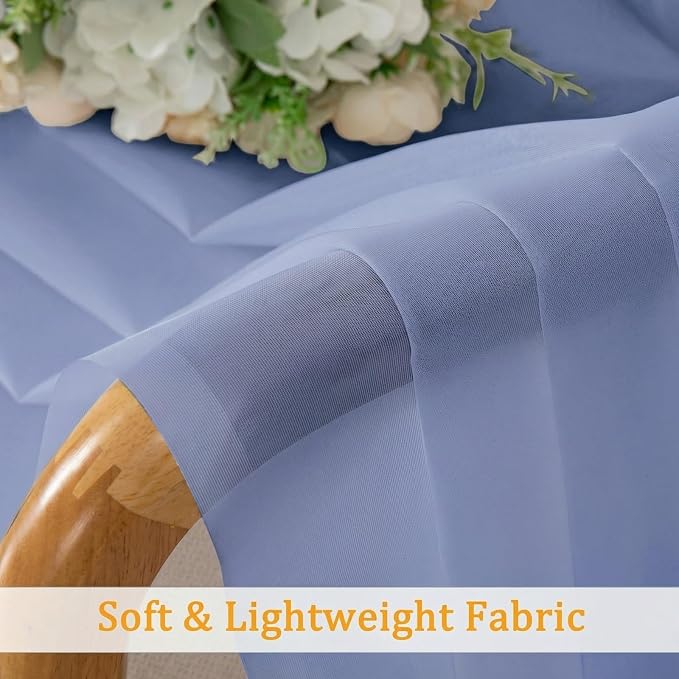 Gwine Denim Blue Sheer Curtains 72 Inches Long 2 Panels Set, Light Filtering - Image 9
