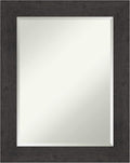 Amanti Art Brown Bathroom Mirror for Over Sink, 30x24 Rustic Plank Espresso Rectangle Vanity Mirror, Medium Rustic Farmhouse Frame, Hangs Horizonally and Vertically, Bathroom Wall Decor, Beveled Edge