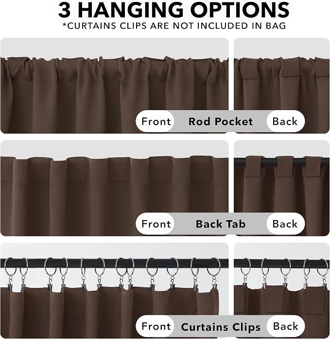 Deconovo Blackout Curtains, Thermal Insulated, W52 x L84 2 Panels, Back Tab - Image 2