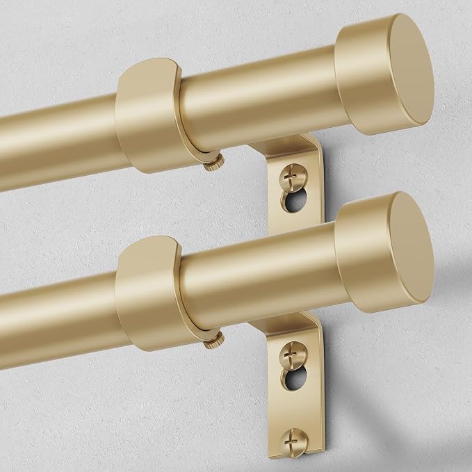 VOIIY 2 Pack Gold Curtain Rods for Windows 18 to 42 Inch, Size:18''-42'' by VOIIYCurtainRods