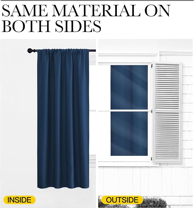 NICETOWN Kitchen Curtains, Moroccan Blue, Short Blackout Curtains & Drapes - Image 5