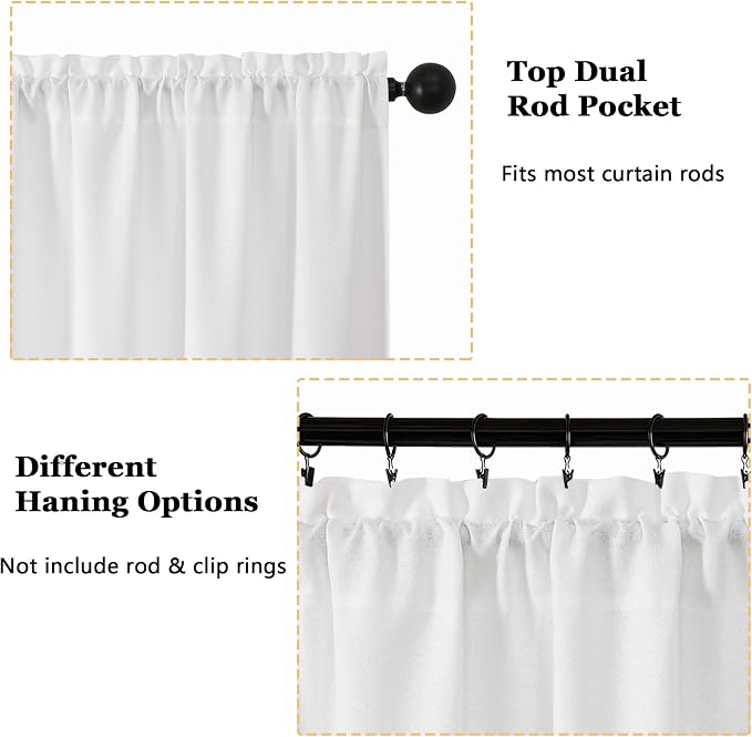 OWENIE White Valances for Windows 1 Pcs 20 Inch Length, Light Filtering - Image 4