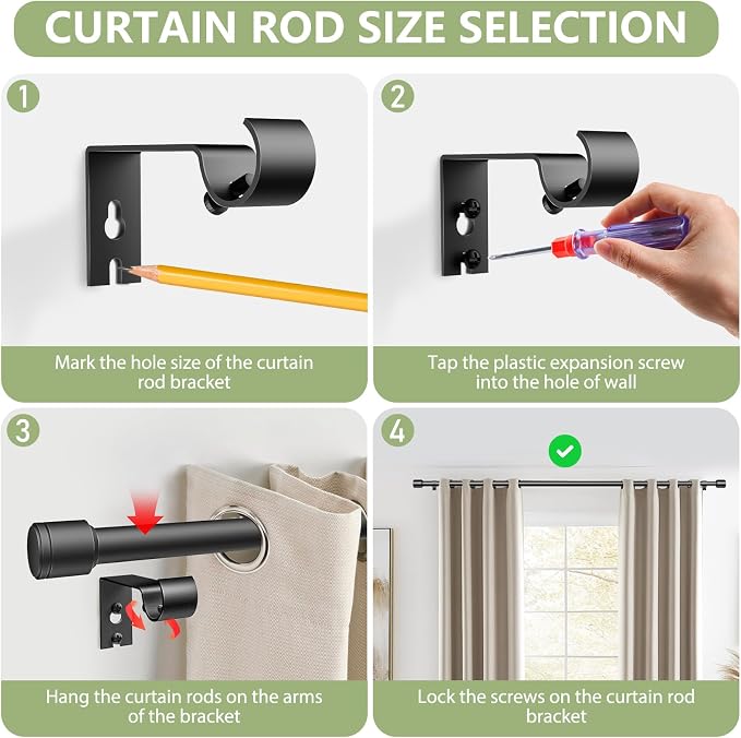 5/8” Diameter Curtain Rods 30-60 Inch, - Image 4