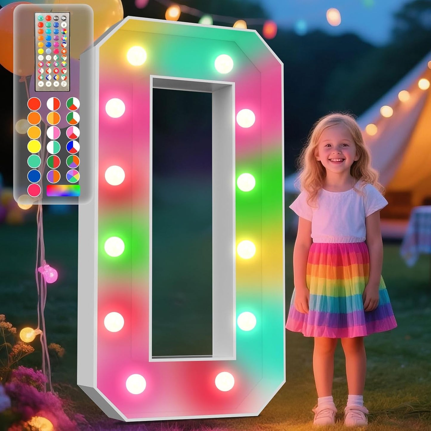 Ledido 4FT Marquee Light Up Letters, 34 Colors Changing Marquee Letter 4 Feet Tall with Remote, Big Letters for Party Wedding Graduation Birthday Decorations, Large Light Up Letter O