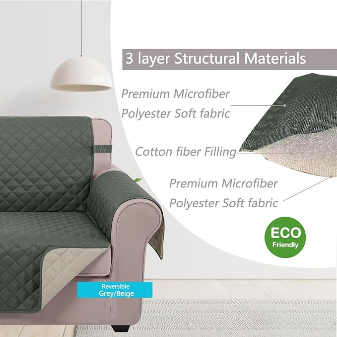 U-NICE HOME Loveseat Sofa Cover Reversible Couch Cover - Image 4