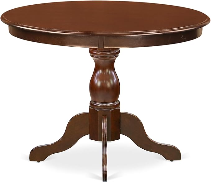 East West Furniture HBGR3-MAH-W 3 Piece Dining Room Table Set Contains a Round Kitchen Table with Pedestal and 2 Dining Chairs, 42x42 Inch, Mahogany