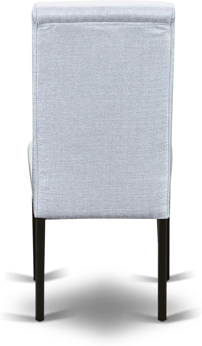East West Furniture LGBA9-BLK-05 9 Piece Dining Room Furniture Set Includes a Rectangle Wooden Table with Butterfly Leaf and 8 Grey Linen Fabric Parsons Chairs, 42x84 Inch, Black