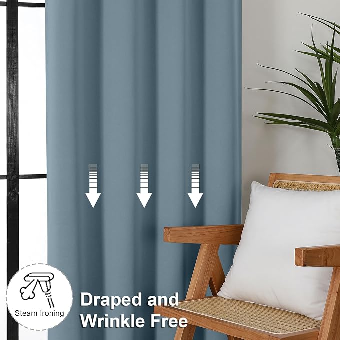 Simplebrand Ava Stone Blue Blackout Curtains - Image 7