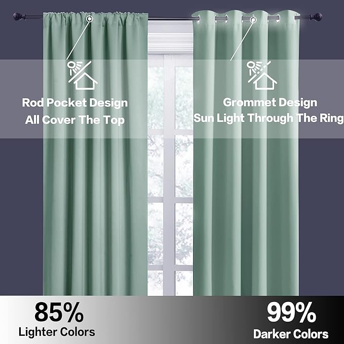 RYB HOME Short Aqua Blackout Curtains - Image 5