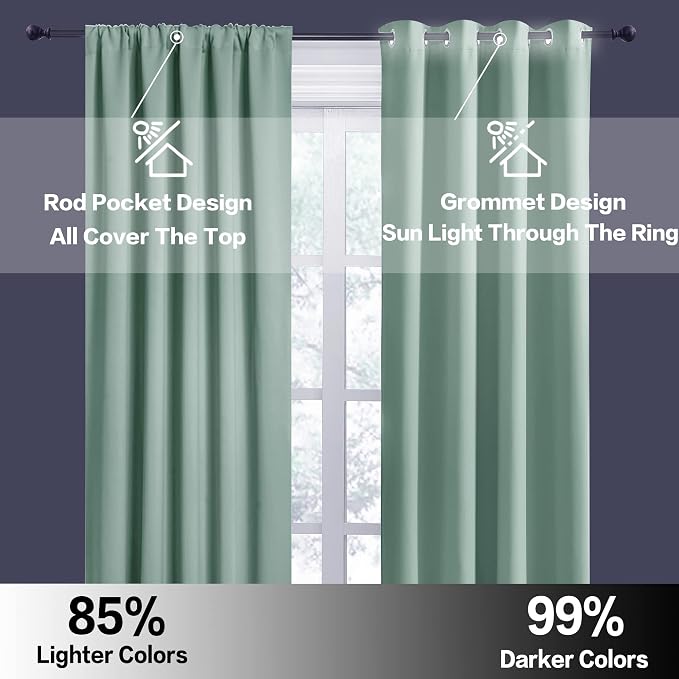 RYB HOME Blackout Curtains for Bedroom Living Room 63 inches Long, Thermal - Image 6