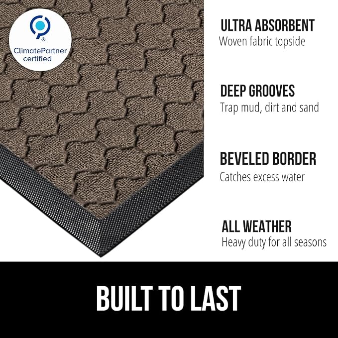 GORILLA GRIP 100% Waterproof All-Season WeatherMAX Doormat 35x23, US Designed - Image 3