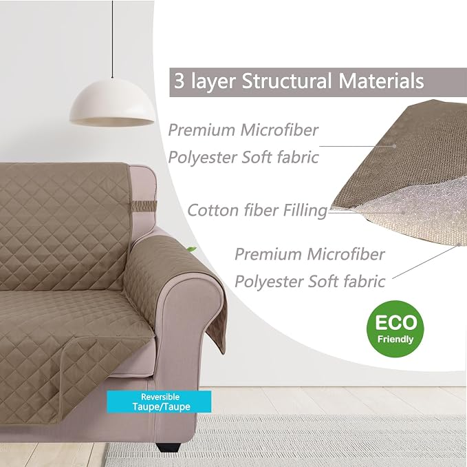 U-NICE HOME Loveseat Sofa Cover Reversible Couch Cover - Image 5
