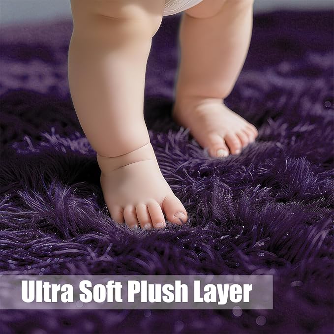 9x12 Fluffy Area Rugs for Living Room, Large Purple Fuzzy Shag Area Rug for - Image 2