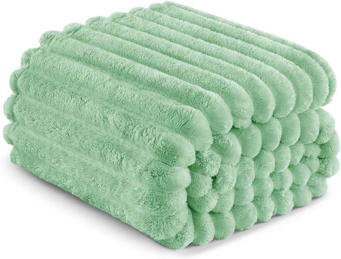 Exclusivo Mezcla Twin Size Flannel Fleece Blanket, Super Soft Striped Jacquard - Image 6